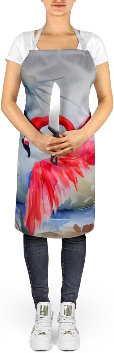Caroline's Treasures Flamingo Apron Cooking Kitchen Server Baking Crafts Gardening for Adult Women Men, Unisex, Large, Multicolor