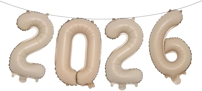 16 Inch 2026 Balloons Number 2026 Foil Balloons for New Years Eve Party Supplies Anniversary Party Graduation Decorations Home Office Decoration (2026 Caramel)