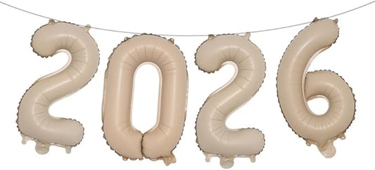 16 Inch 2026 Balloons Number 2026 Foil Balloons for New Years Eve Party Supplies Anniversary Party Graduation Decorations Home Office Decoration (2026 Caramel)