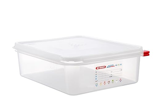 Araven Airtight Container, Food Pan with Lid for Storage in Kitchen and Restaurant, 6.8 Qt, 6 Count, Clear