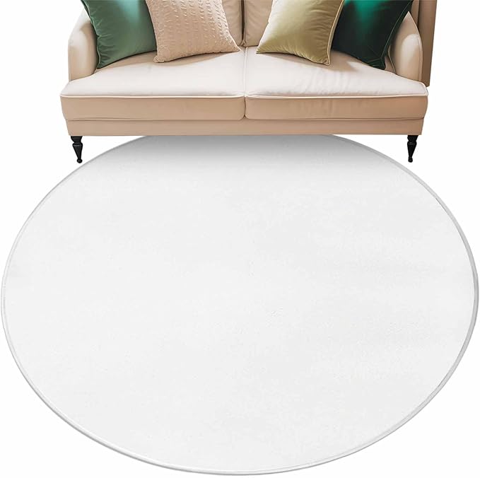 Washable Round Area Rug Pure White Circle Rugs Floor Carpet for Living Room Bedroom, Minimalist Solid Color Soft Non Slip Round Rug 5ft