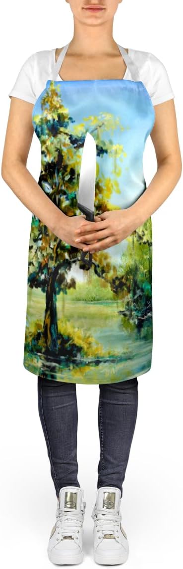 Caroline's Treasures Cypress Tree in the Bayou Blue Apron Cooking Kitchen Server Baking Crafts Gardening for Adult Women Men, Unisex, Large, Multicolor