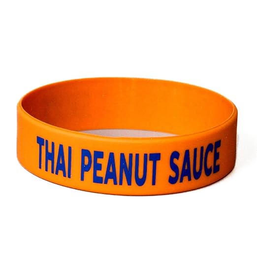 Culinary ID Bands Silicone Bottle Label, THAI PEANUT SAUCE” Print, Fits 16-24 oz Dredge Shaker and Squeeze Bottles, Durable Food ID Band, Professional-Grade, 1-Pack