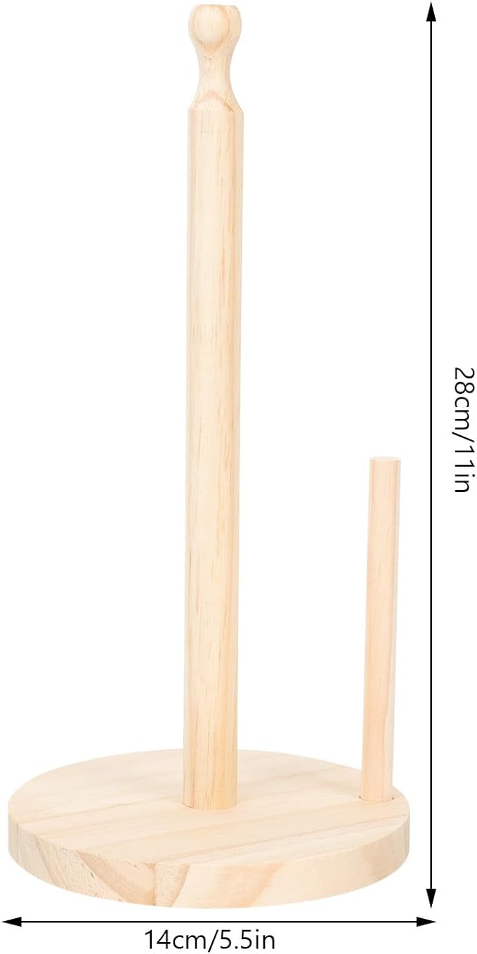 Generic Wooden Paper Towel Holder Stand Premium Beechwood Roll Organizer for Kitchen and Bathroom Non-Slip Tissue Rack with Modern Decorative Design for Residential and Commercial Use