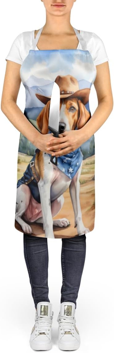 Caroline's Treasures English Foxhound Cowboy Welcome Apron Cooking Kitchen Server Baking Crafts Gardening for Adult Women Men, Unisex, Large, Multicolor