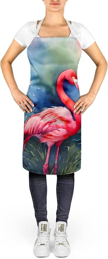 Caroline's Treasures Flamingo Apron Cooking Kitchen Server Baking Crafts Gardening for Adult Women Men, Unisex, Large, Multicolor