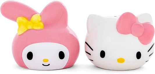 Silver Buffalo Sanrio Hello Kitty And My Melody 3D Sculpted Ceramic Salt and Pepper Shaker Set