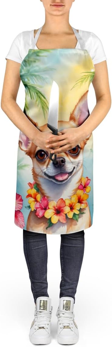Caroline's Treasures Chihuahua Luau Apron Cooking Kitchen Server Baking Crafts Gardening for Adult Women Men, Unisex, Large, Multicolor