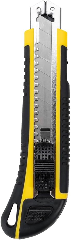 Handy Tek 6.7 Inch Utility Knives, 4 Heavy Duty Box Knives - Retractable, Built-In Lock, Yellow Plastic Box Cutters, Sharp Blade, For Opening Boxes And Packages - Restaurantware