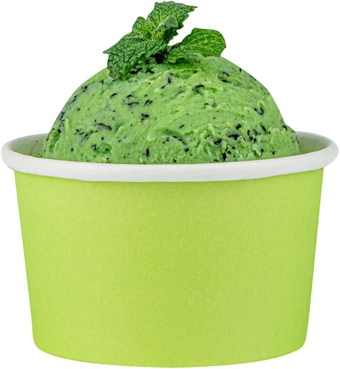 Restaurantware-Coppetta 5-Ounce Dessert Cups, 200 Disposable Ice Cream Cups - Lids Sold Separately, Sturdy, Light Green Paper Frozen Yogurt Bowls, For Hot And Cold Foods, Perfect For Gelato Or Mousse