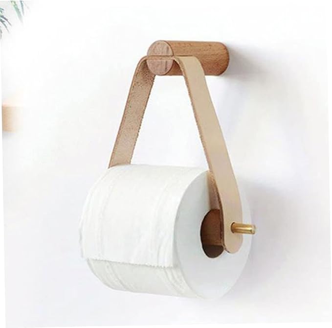 HOMSFOU Wooden Paper Towel Holder Wall Mount Paper Towel Rack Decorative Tissue Box for Home Easy Install