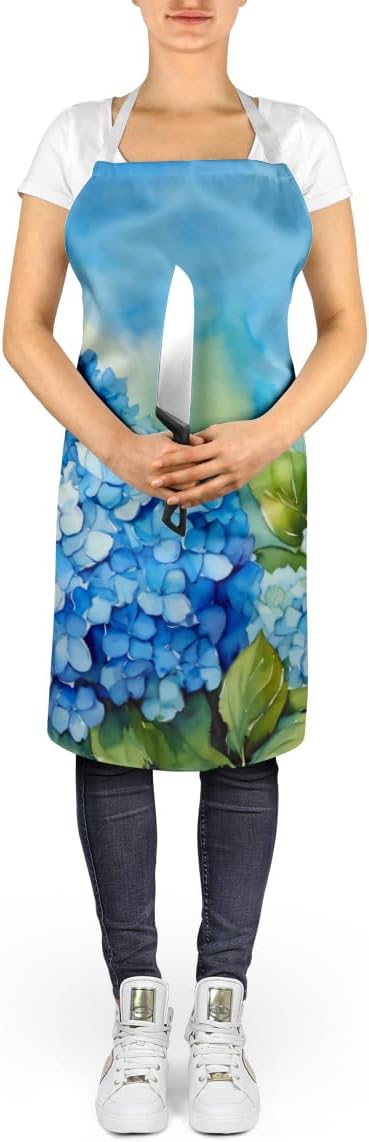 Caroline's Treasures Hydrangeas in Watercolor Apron Cooking Kitchen Server Baking Crafts Gardening for Adult Women Men, Unisex, Large, Multicolor