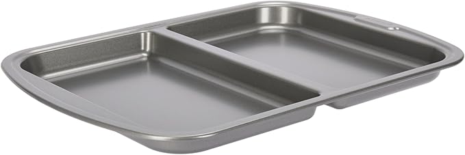 GoodCook Everyday Divided Sheet Pan 1-Inch Deep 2-Section Non-Stick Scratch-Resistant Carbon Steel Construction for Meal Prepping & Sheet Pan Dinners, 11x16-Inch, Gray