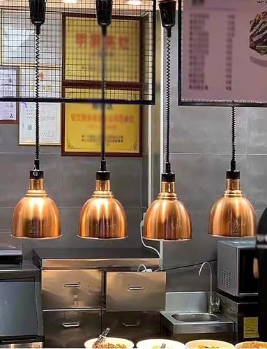 Hanging Food Heat Lamp Warmer for Buffet, Catering & Restaurants – Pendant Ceiling Lights to Keep Steak Warm – Kitchen Supplies (Rose Gold, Color3)