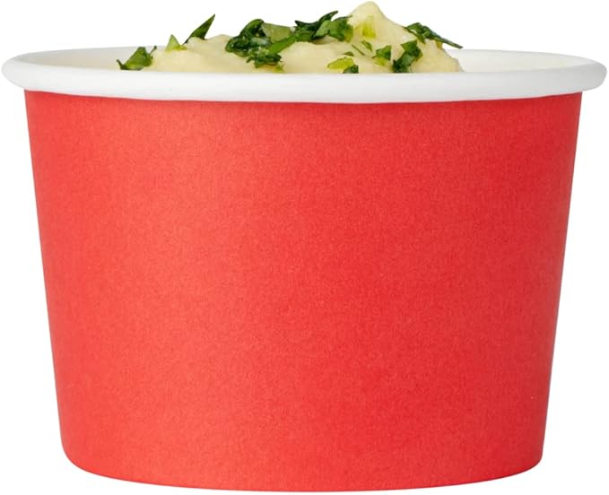 Coppetta 4 Ounce Dessert Cups, 200 Disposable Ice Cream Cups - Lids Sold Separately, Heavy-Duty, Red Paper Frozen Yogurt Bowls, For Hot And Cold Foods, Perfect For Gelato Or Mousse - Restaurantware