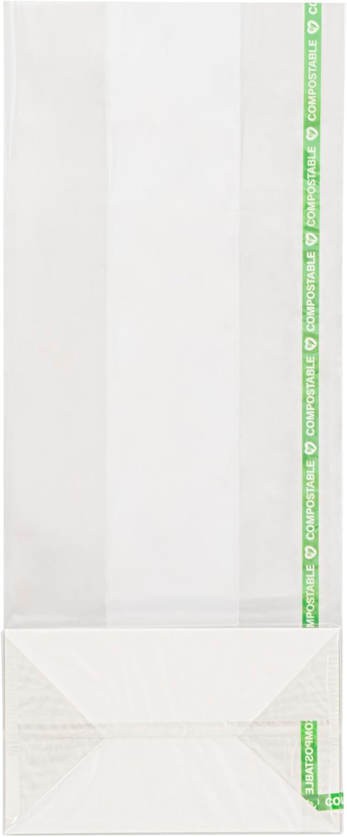 Resturantware Plastic Gusset Bags 100 Count 5" x 3" x 12" Wicker Dispensing Bottom Gusset Clear Plastic Bags Heat Sealable For Sourdough Bread Cookies Pastries Rolls For Home Bakers And Bakeries