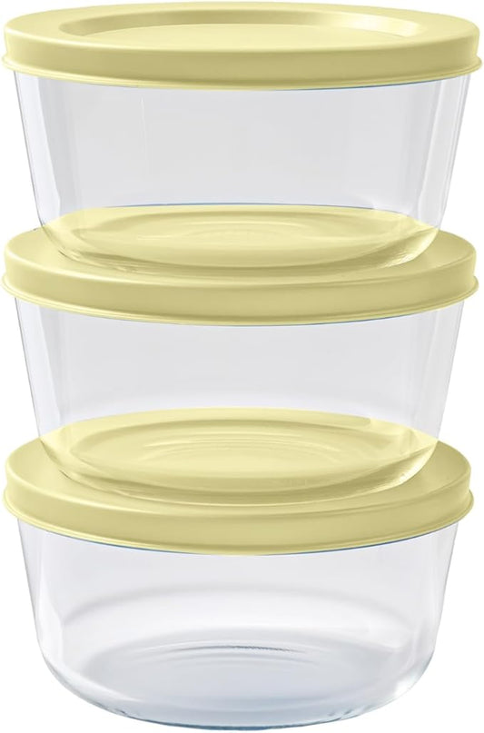 DURA LIVING Borosilicate Glass Food Containers - 6 Piece Set (2 cup) - Premium Storage Solution Microwave & Dishwasher Safe, BPA-Free Lids, White