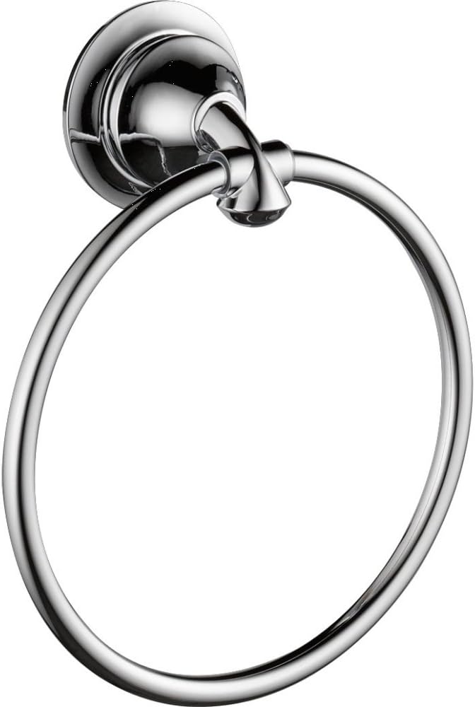 Delta Linden (1-Pack) Hand Towel Holder Polished Chrome Towel Racks for Bathroom Wall Round Towel Ring Holder for Bath Towel Hanger for Kitchen, Bathroom Accessories 79446