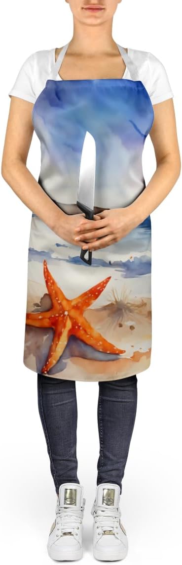 Caroline's Treasures Starfish Apron Cooking Kitchen Server Baking Crafts Gardening for Adult Women Men, Unisex, Large, Multicolor
