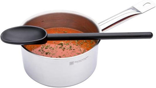 Restaurantware Met Lux 12 Inch Cooking Spoon 1 High Heat Mixing Spoon - Heat-Resistant Ideal For No-Stick Cookware Black Nylon Kitchen Spoon For Baking Mixing Stirring Scooping or Serving
