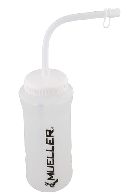 Mueller Quart Bottle With Straw, Natural Color With Black Letters
