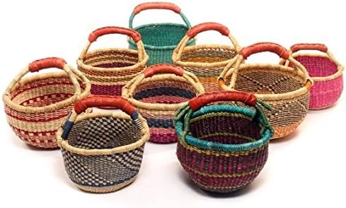 Children's Mini Bolga 7"- 9" Across African Bolga Ghana Basket Fair Trade toys Easter Eggs basket (COLORS VARY) 1 EA