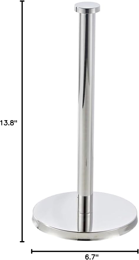 Paper Towel Holder, NSCMQSL Brushed Silver Kitchen Towel Holder, Steady Countertop Paper Towel Holder with Weighted Base for Kitchen Roll Holder(Silver)