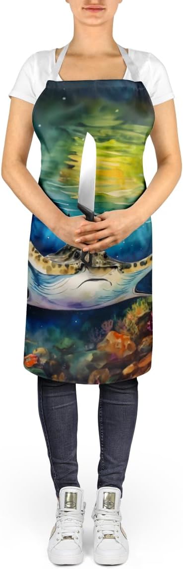 Caroline's Treasures Sting Ray Apron Cooking Kitchen Server Baking Crafts Gardening for Adult Women Men, Unisex, Large, Multicolor