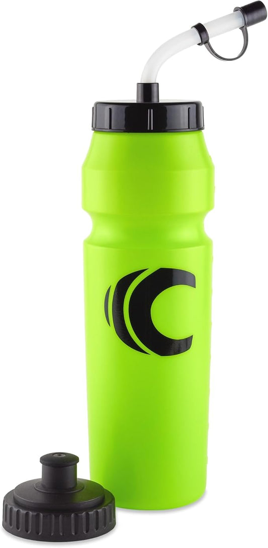 Cannon Sports 1 Liter Sports Water Bottle, BPA-Free, 34 Oz Capacity, Large Mouth, 2 lids (Straw and Squeeze), Great For Helmet Sports Such As Hockey, Lacrosse, Football, Boxing (Lime Green)