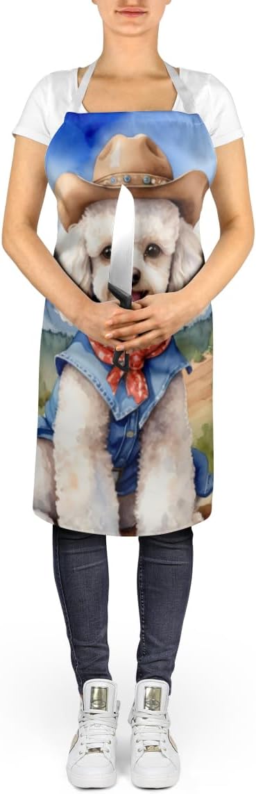 Caroline's Treasures Poodle Cowboy Welcome Apron Cooking Kitchen Server Baking Crafts Gardening for Adult Women Men, Unisex, Large, Multicolor