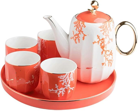 Tea Set Cups and Mugs Home Nordic Teapot Living Room Ceramics Water Fixture Five-Piece with Tray Teaware Sets