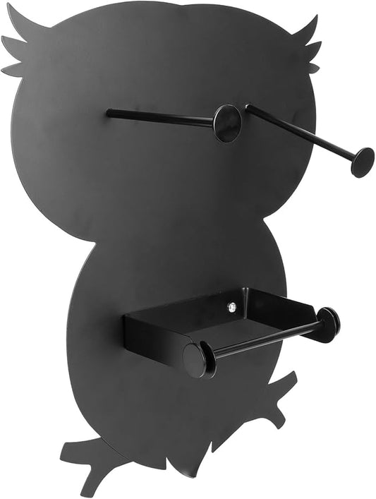 FUOYLOO Elegant Owl-Shaped Iron Kitchen and Bathroom Tissue Holder Stand Paper Towel Storage Rack with Modern Design Decorative Home Adornment for Bathroom and Kitchen Use