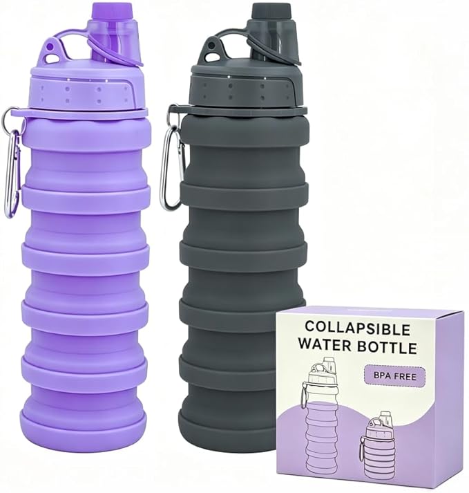 Collapsible Water Bottles Travel water bottle Sports Portable Sport Water Bottle Reusable Water Bottles comes with mountaineering Buckle 500ml silicone Water-proof camping water bottle