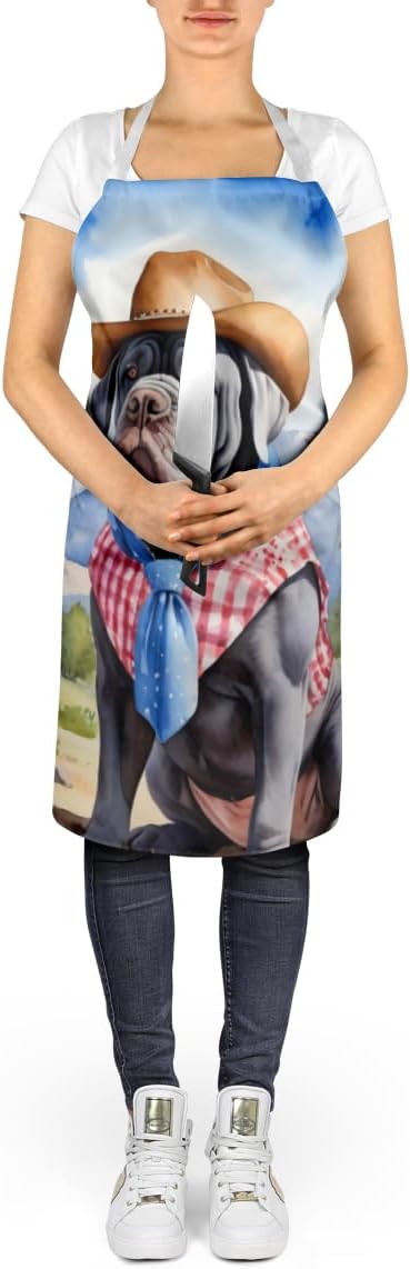 Caroline's Treasures Neapolitan Mastiff Cowboy Welcome Apron Cooking Kitchen Server Baking Crafts Gardening for Adult Women Men, Unisex, Large, Multicolor