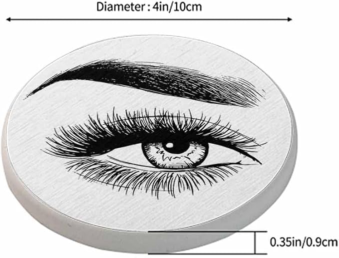 Beautiful Woman Eye Coasters Beauty Black Eyelash Perfect Eyebrows Makeup Absorbent Drink Coaster Set of 2 Unique Beer Beverage Coasters for Coffee Table Cup Bar Coasters Cute Cork Ceramic Coasters