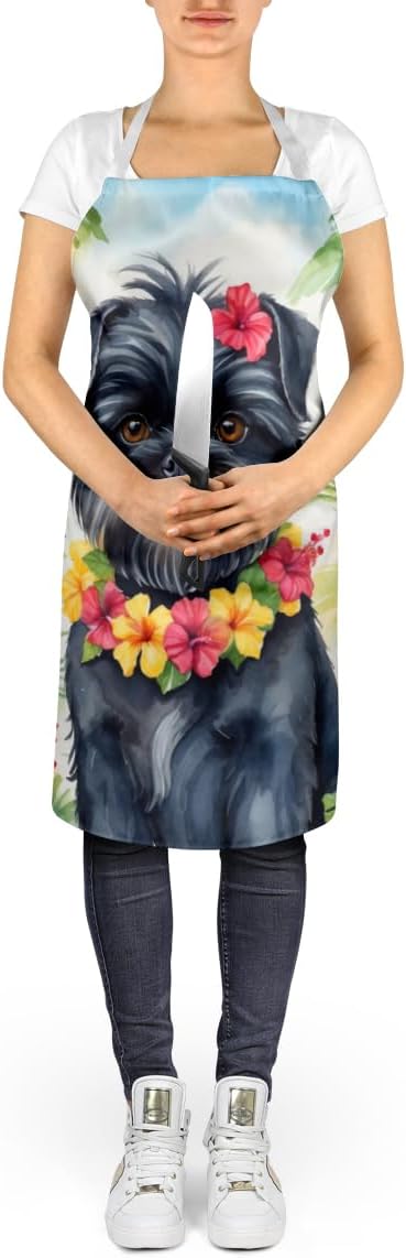 Caroline's Treasures Affenpinscher Luau Apron Cooking Kitchen Server Baking Crafts Gardening for Adult Women Men, Unisex, Large, Multicolor