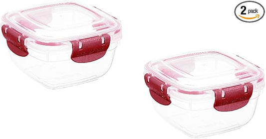 Superio Pack of 2 Plastic Food Storage Containers with Airtight Lids for Kitchen,- 16 Oz, BPA Free, Leakproof, Stackable Sealed Containers for Organizing,- Microwave, Dishwasher and Freezer Safe, Red