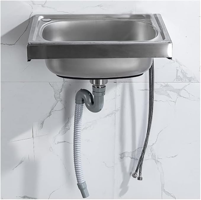 Stainless Steel Wall Mount Hand Sink - Commercial Hand Washing Basin for Restaurant, Kitchen and Home - with Bracket (Color : KIT-A, Size : 42x37cm) (Kita 42x37cm)