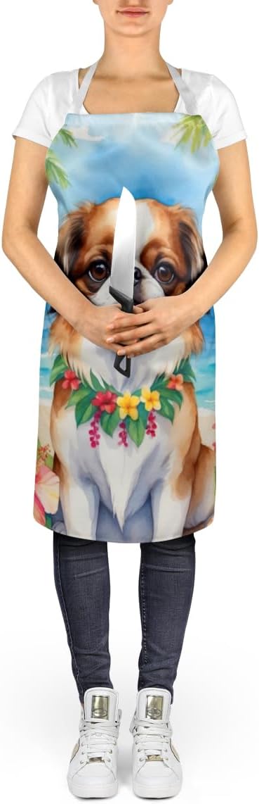 Caroline's Treasures Japanese Chin Luau Apron Cooking Kitchen Server Baking Crafts Gardening for Adult Women Men, Unisex, Large, Multicolor