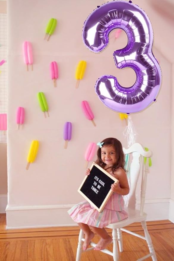 40 Inch Number Balloon, Purple Happy Birthday Balloon for Girls Boys Babies, Number Balloons for 13 31 Wedding Bridal Shower Anniversaries Party