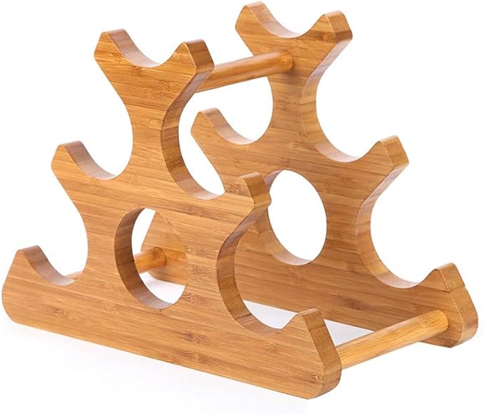 European-Style Simple Wine Rack Kitchen Desktop Space-Saving Bamboo Rack (Accommodating 6 Bottles) Narrow