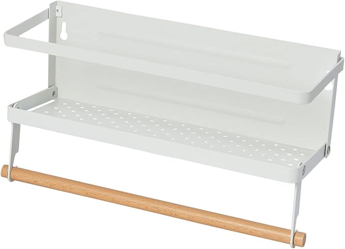 Household Essentials Metal Magnetic Spice Rack with Paper Towel Holder, White
