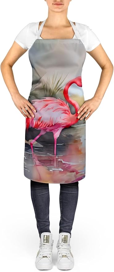 Caroline's Treasures Flamingo Apron Cooking Kitchen Server Baking Crafts Gardening for Adult Women Men, Unisex, Large, Multicolor