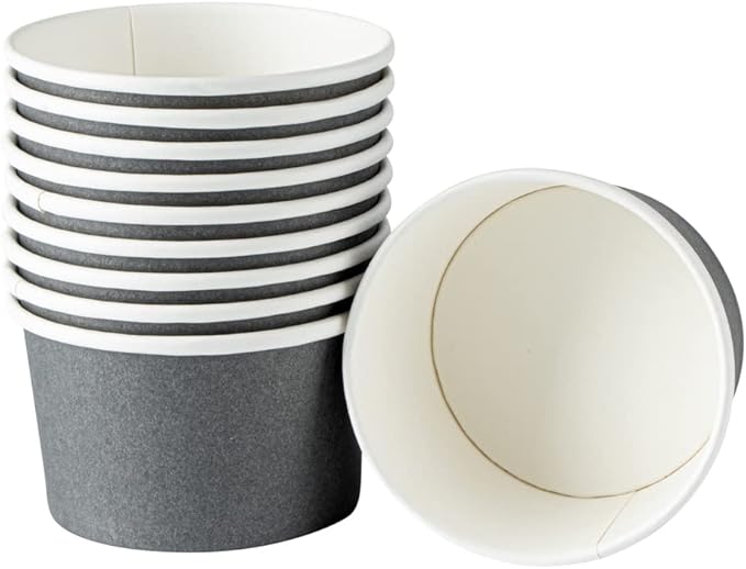 Coppetta 5-Ounce Dessert Cups, 50 Disposable Ice Cream Cups - Lids Sold Separately, Sturdy, Gray Paper Frozen Yogurt Bowls, For Hot And Cold Foods, Perfect For Gelato Or Mousse - Restaurantware