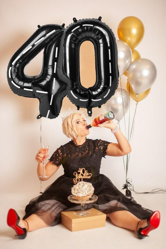 Number 0 Balloons 40 Inch Line Black Number Balloons for 10 20 30 40 50 60 70 80 90 100 Numbers Balloon Birthday Decorations Wedding Event Baby Shower