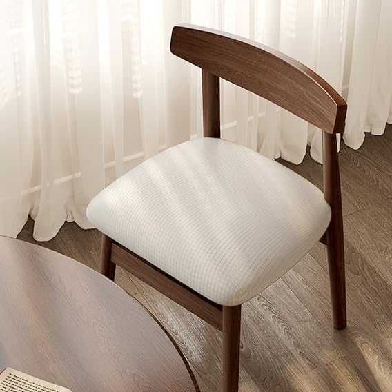 Newfashion Dining Chair Seat Covers, Stretch Dining Room Cushion Slipcovers Non-Slip Soft Seat Cover for Dining Chairs Washable Kitchen Chair Protectors(Off-White)