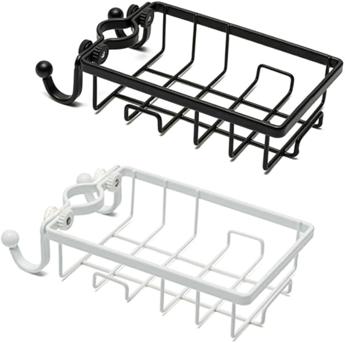 Faucet Storage Rack with Rust-resistant Plastic and Iron Wire Sponge Holder for Kitchen Sink Dishcloth Organizer with Hooks Easy Installation Without Drilling White