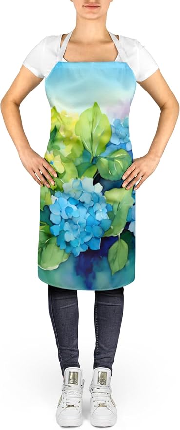 Caroline's Treasures Hydrangeas in Watercolor Apron Cooking Kitchen Server Baking Crafts Gardening for Adult Women Men, Unisex, Large, Multicolor