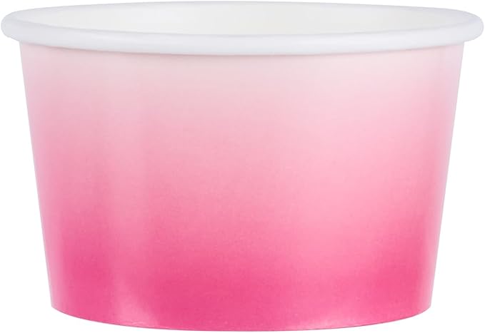 Coppetta 8 Ounce Dessert Cups, 50 Greaseproof Ice Cream Cups - Lids Sold Separately, For Hot And Cold Foods, Pink And White Ombre Paper Yogurt Bowls, Disposable, Sturdy - Restaurantware