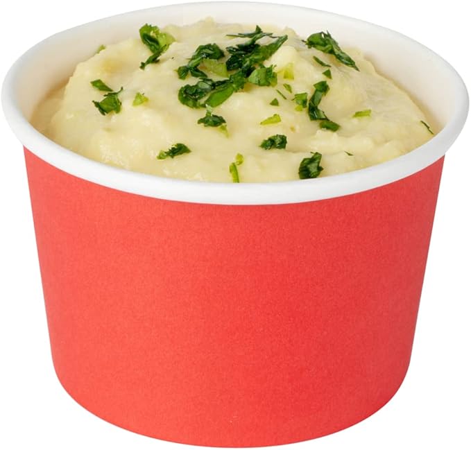 Coppetta 4 Ounce Dessert Cups, 200 Disposable Ice Cream Cups - Lids Sold Separately, Heavy-Duty, Red Paper Frozen Yogurt Bowls, For Hot And Cold Foods, Perfect For Gelato Or Mousse - Restaurantware